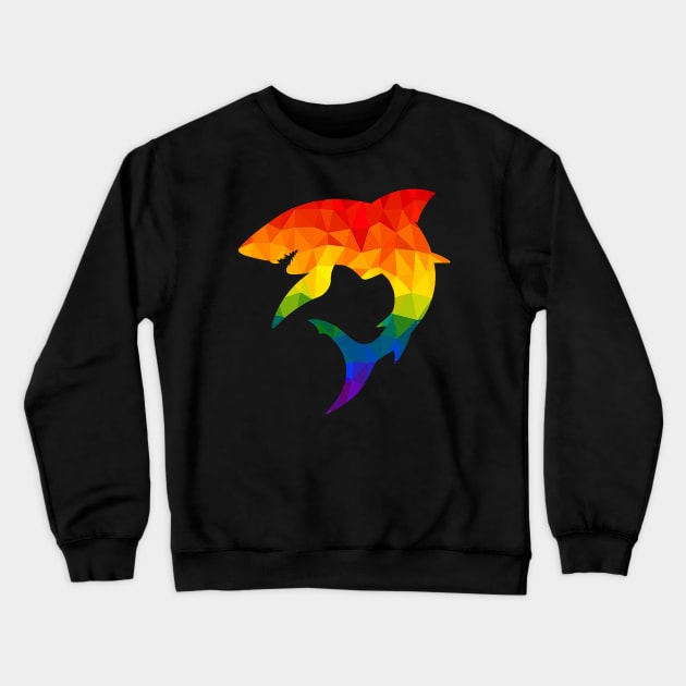 Shark Rainbow Crewneck Sweatshirt by Paintgolden